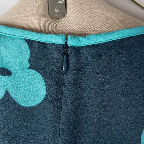 Boden Floral Blue Sheath Waist Zipper Dress Pockets Small 4 Lined - Picture 4 of 6